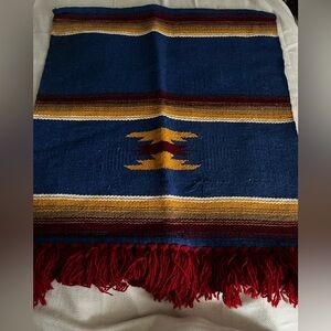Hand Woven Mexican Horse Blanket, Rug, 36 x 28.5